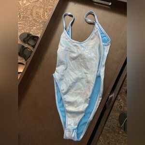 J. Valentine shiny one piece blue bodysuit